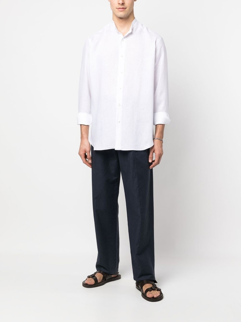 Brioni band collar linen shirt outlook