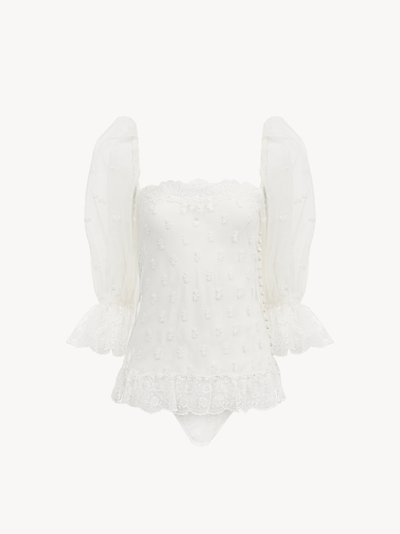 SQUARE-NECK TOP IN EMBROIDERED LACE - 2