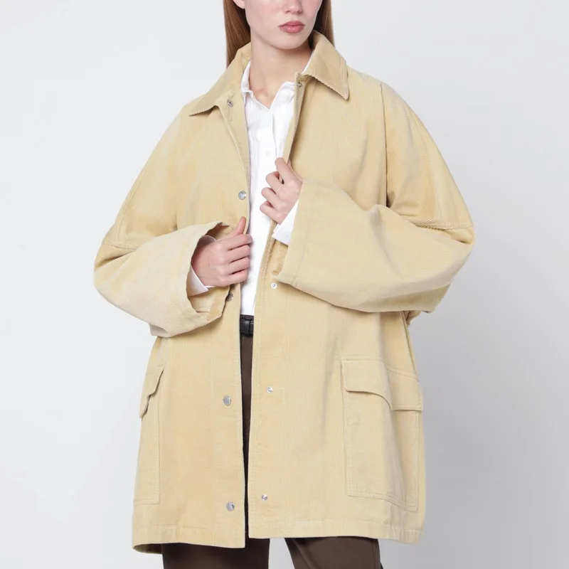 Beige corduroy overshirt jacket - 1