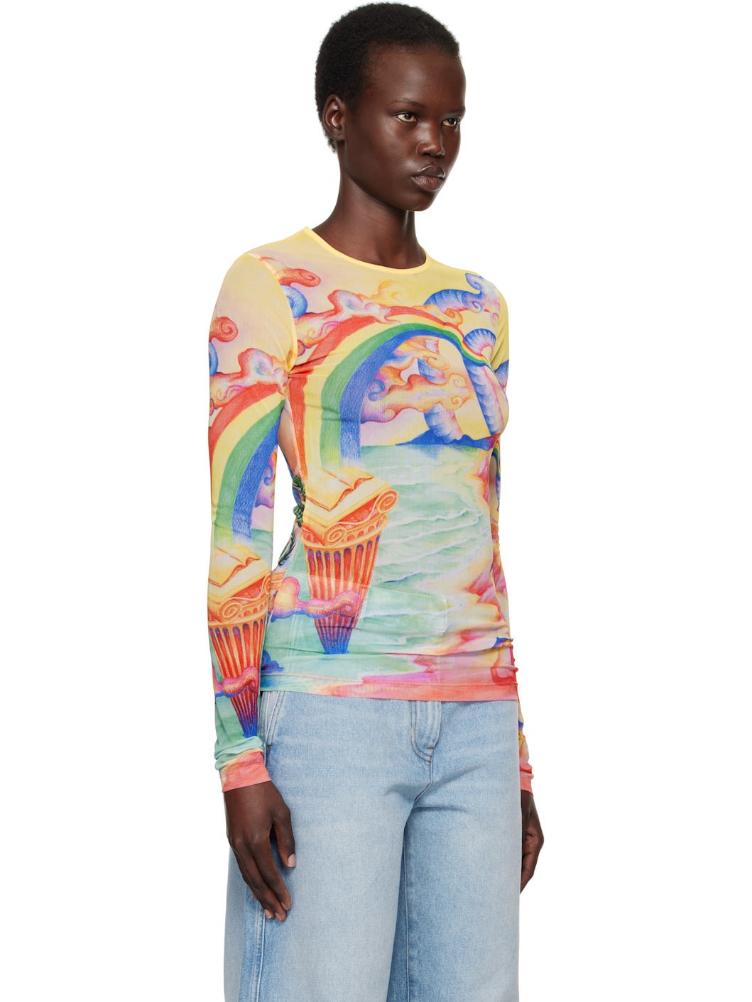 Multicolor Printed Mesh T-shirt - 2