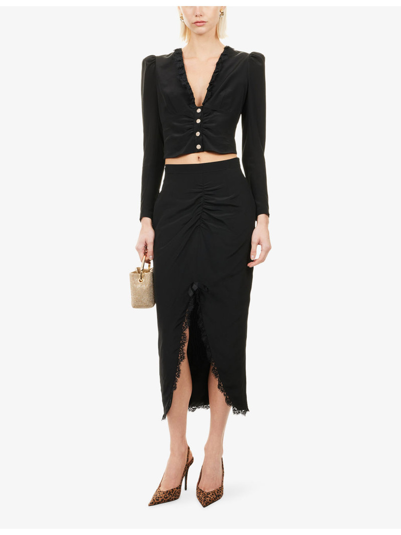 Alessandra Rich Bustier Ruffled Silk Top outlook