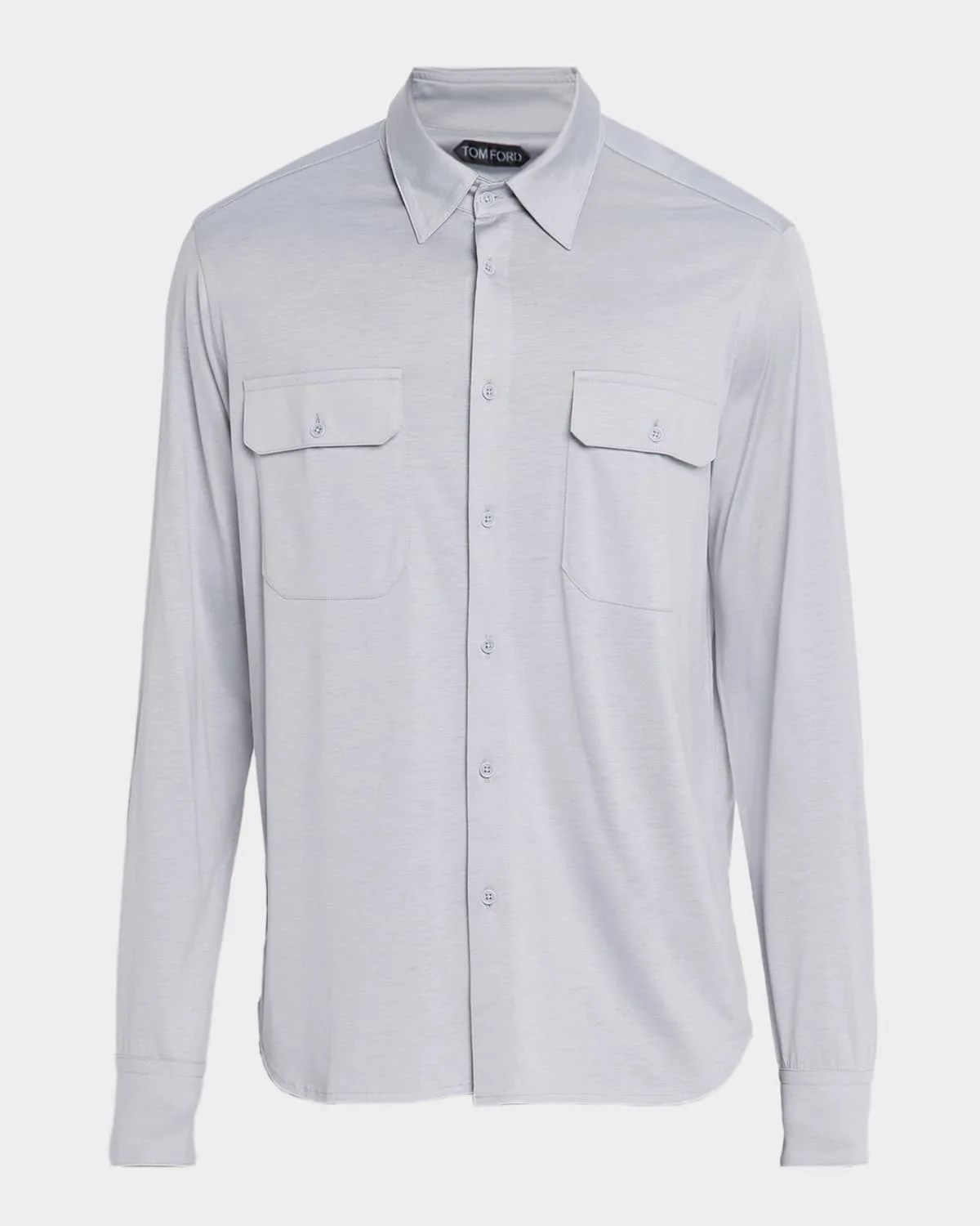 Men's Cotton and Silk Jersey Button-Down Shirt - 1