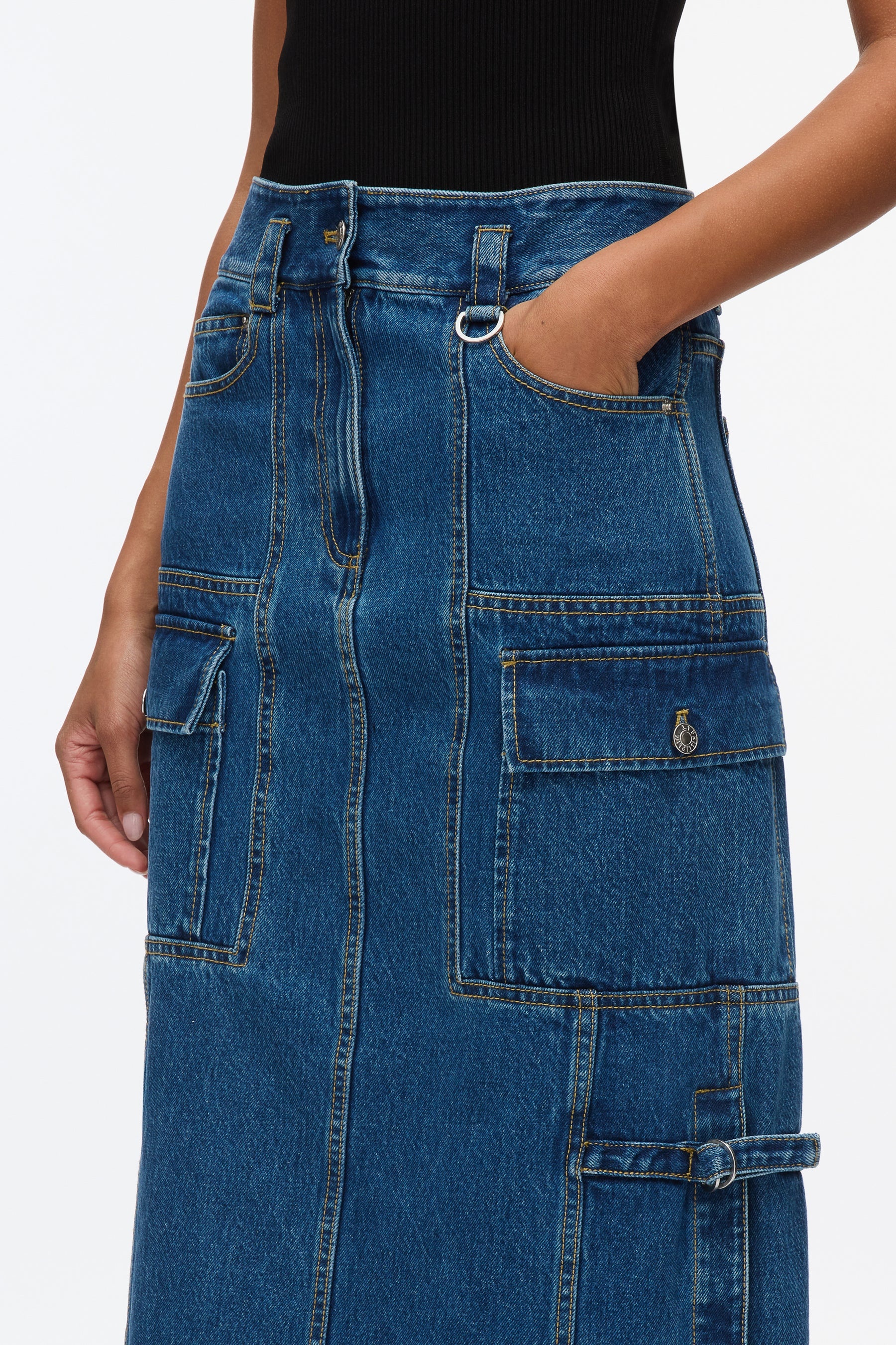 Denim Cargo Maxi Skirt - 6