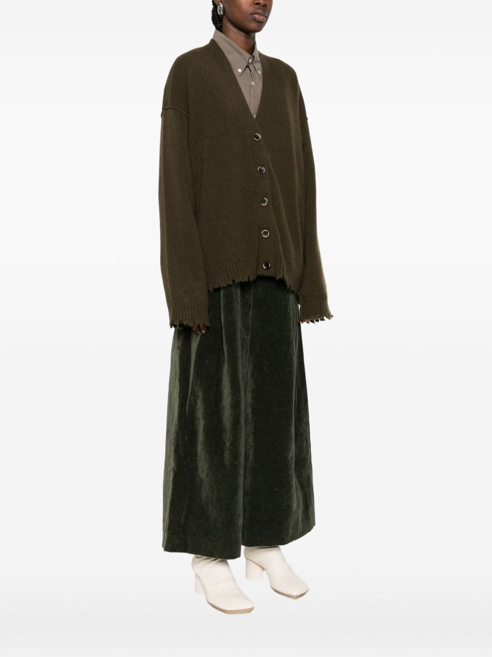 frayed buttoned cardigan - 3