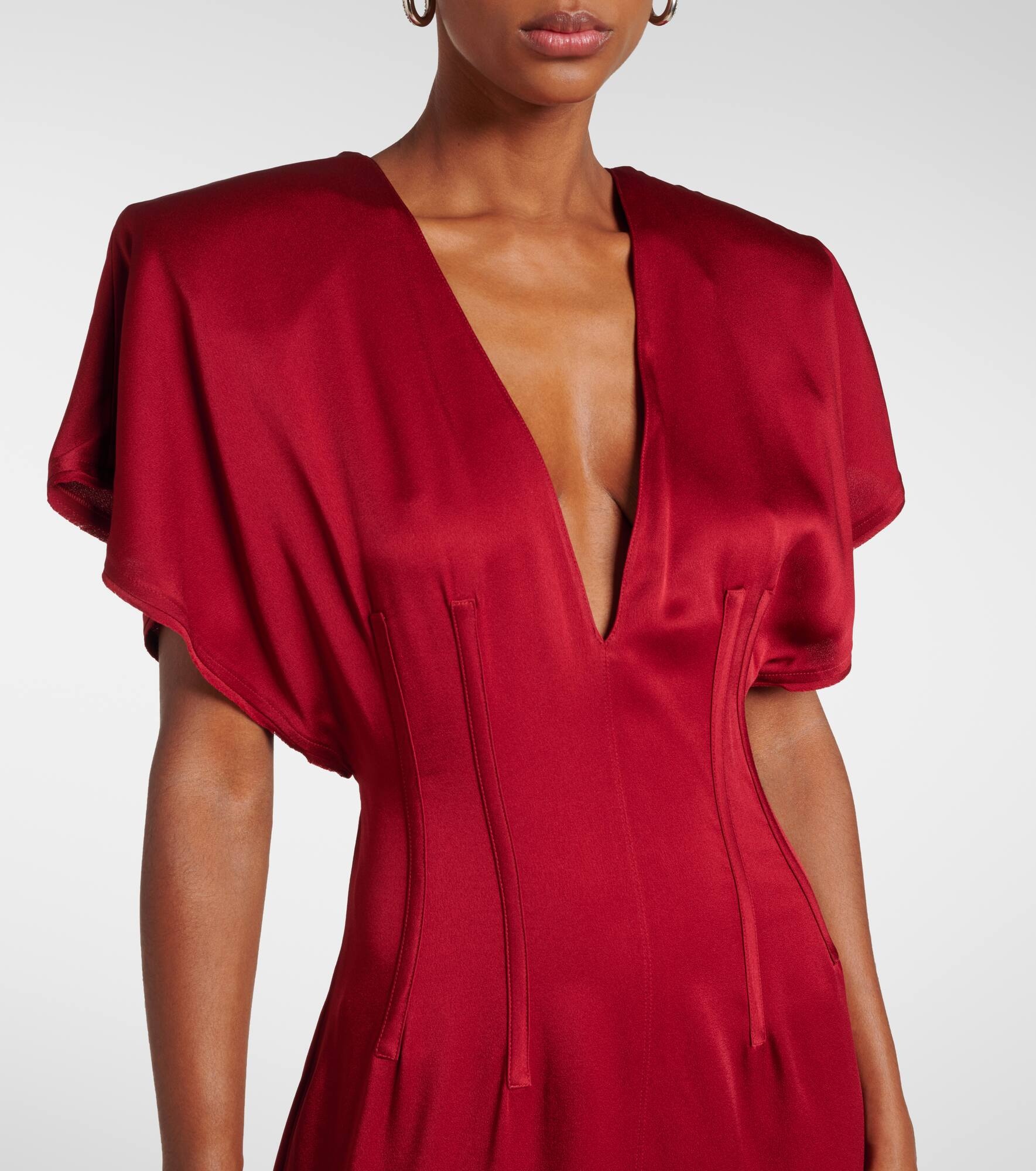 Draped satin midi dress - 4