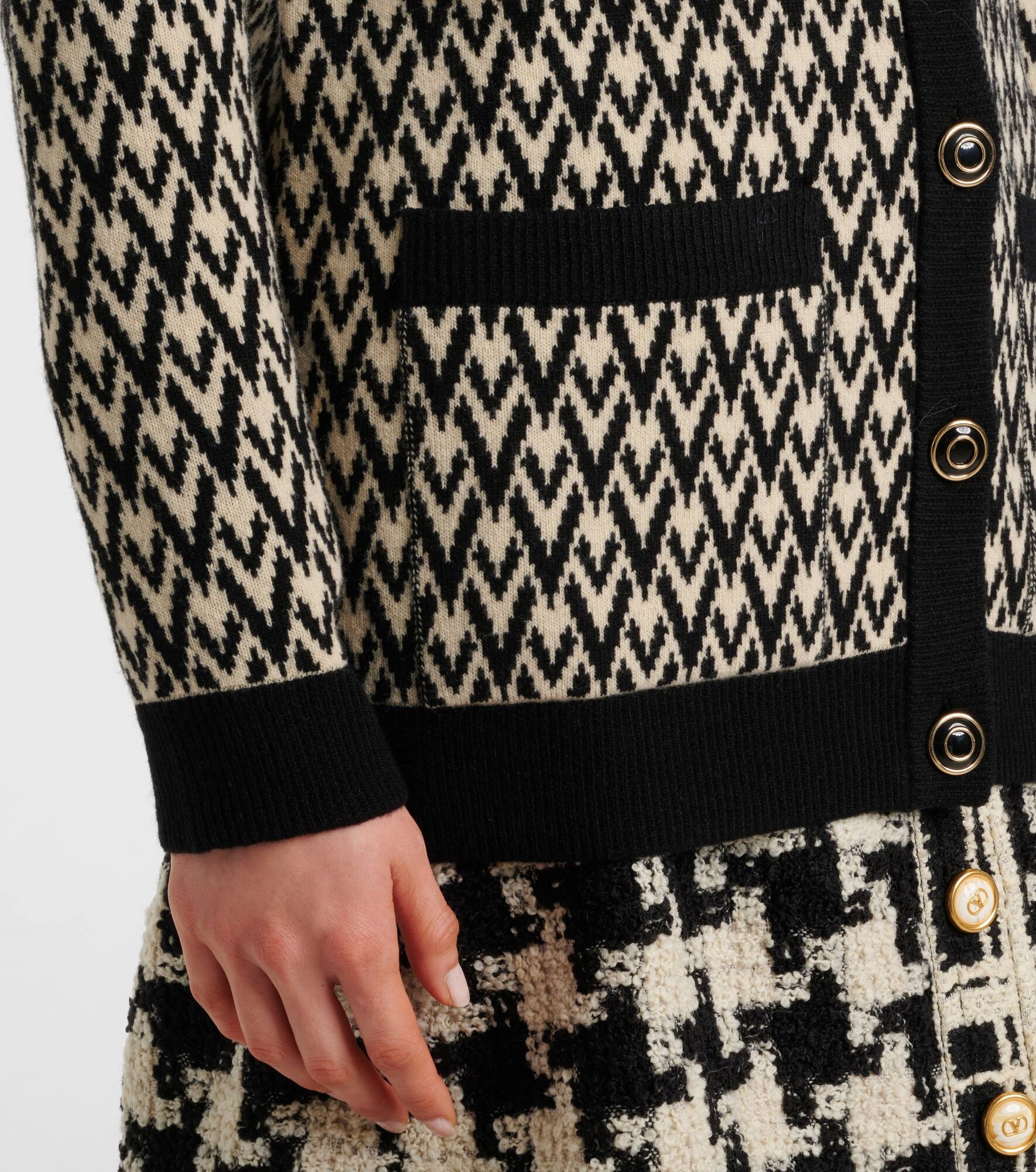 Toute La V virgin wool jacquard cardigan - 5