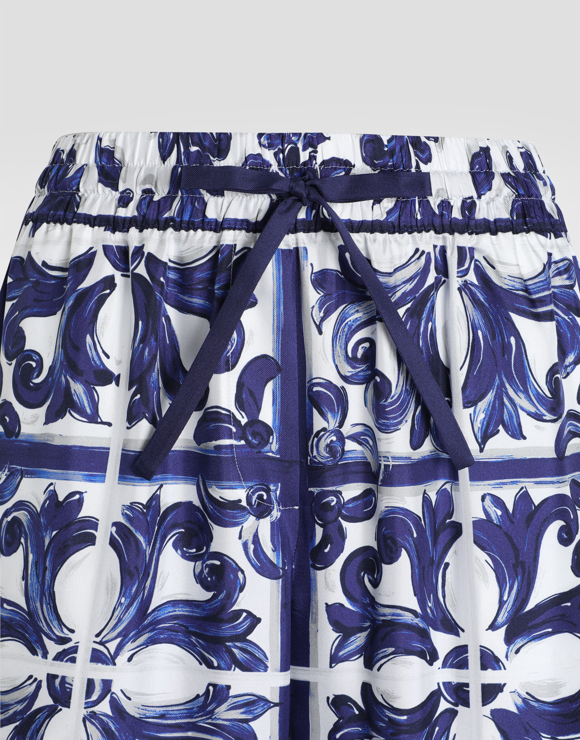 Majolica-print silk twill vanity trousers - 6