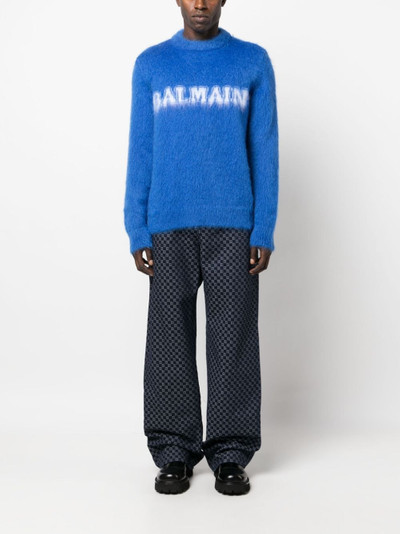 Balmain logo-print brushed-finish jumper outlook