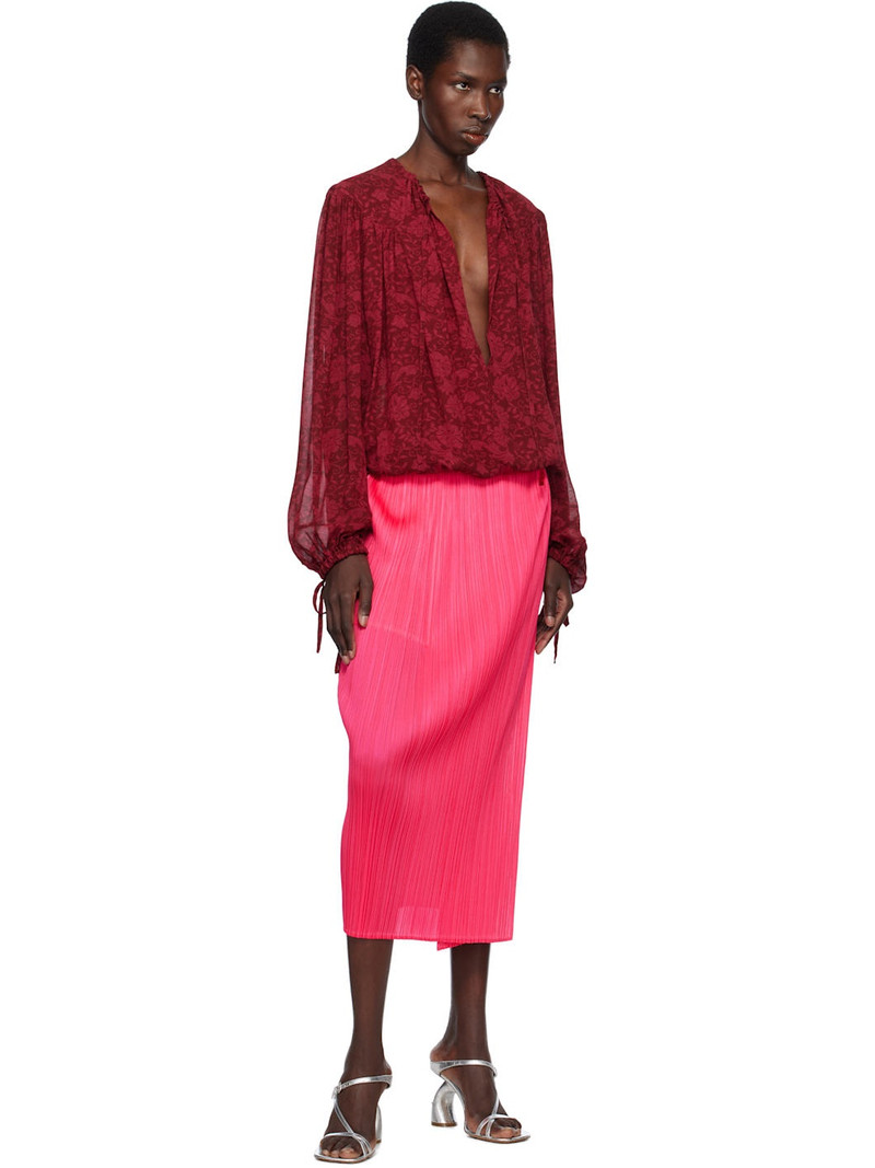 Pleats Please Issey Miyake Pink Monthly Colors March Midi Skirt outlook