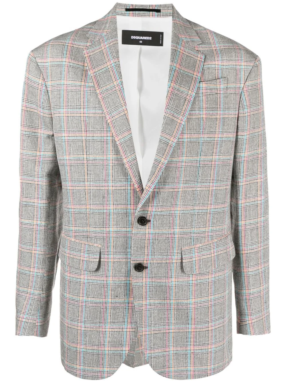 plaid-pattern single-breasted blazer - 1