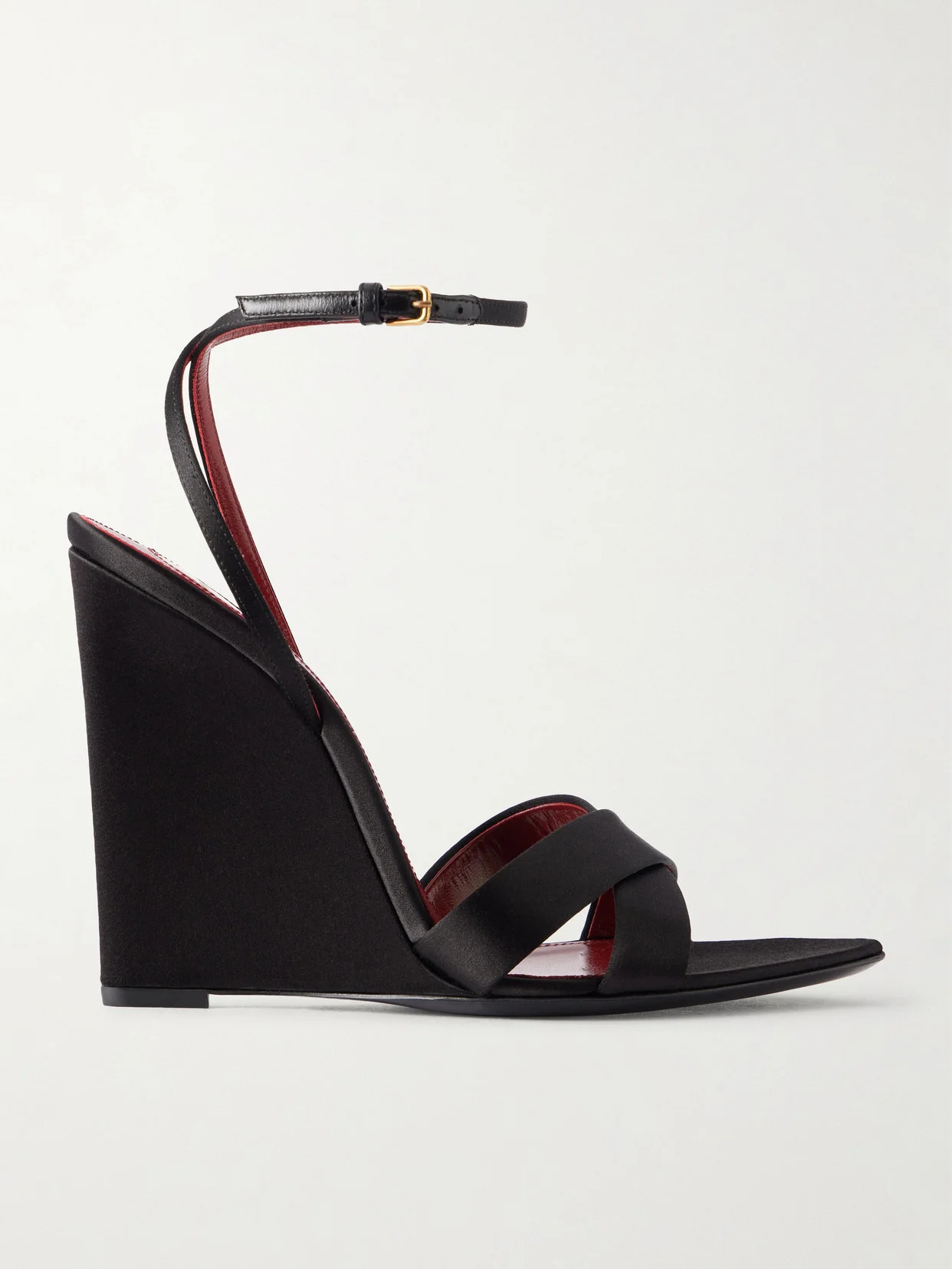 Lydia Satin Wedge Sandals - 1