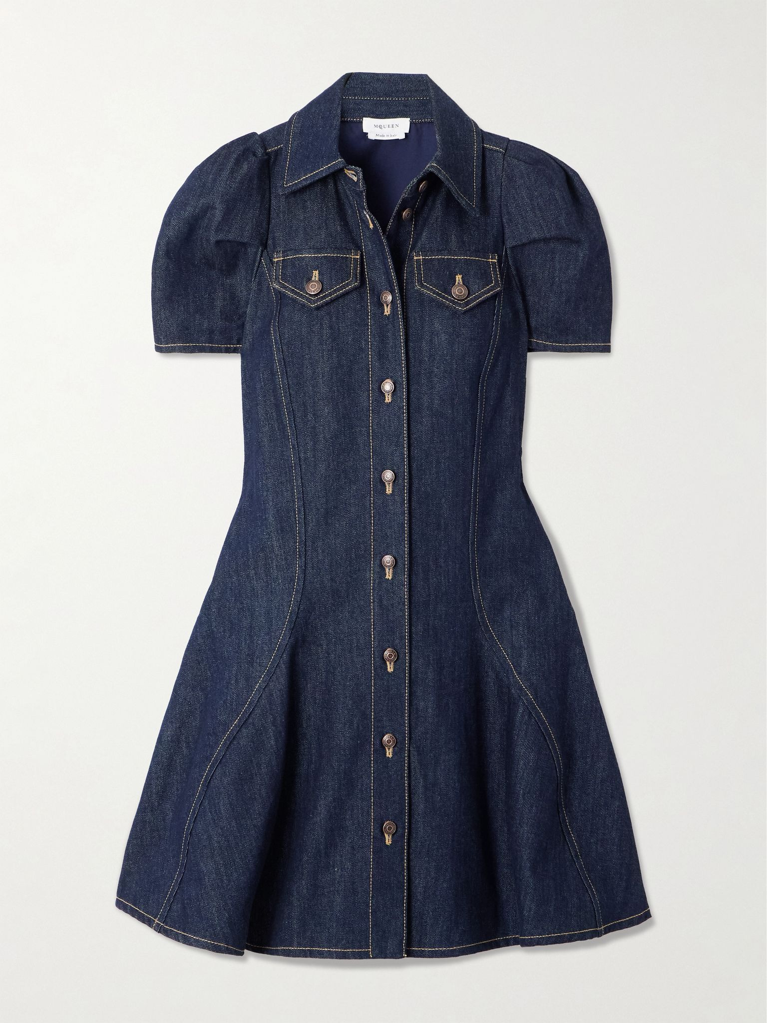 Paneled denim mini dress Blue - 1
