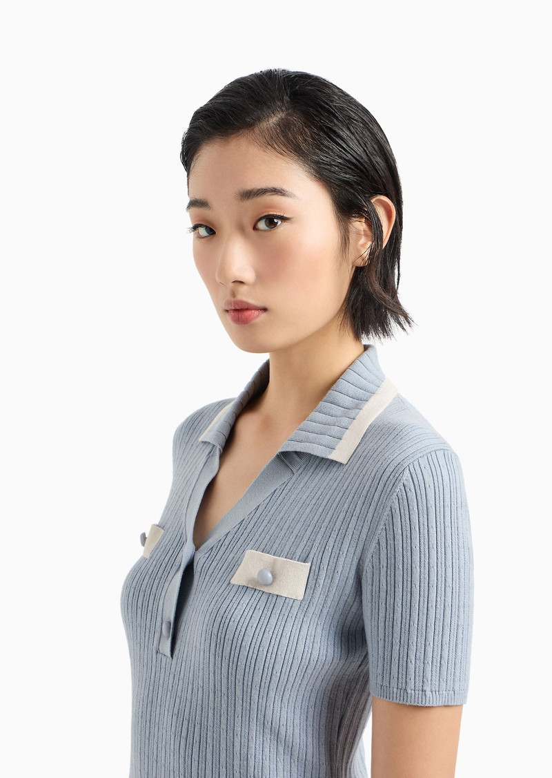 Icon short-sleeved polo-shirt jumper in a ribbed cashmere blend 5