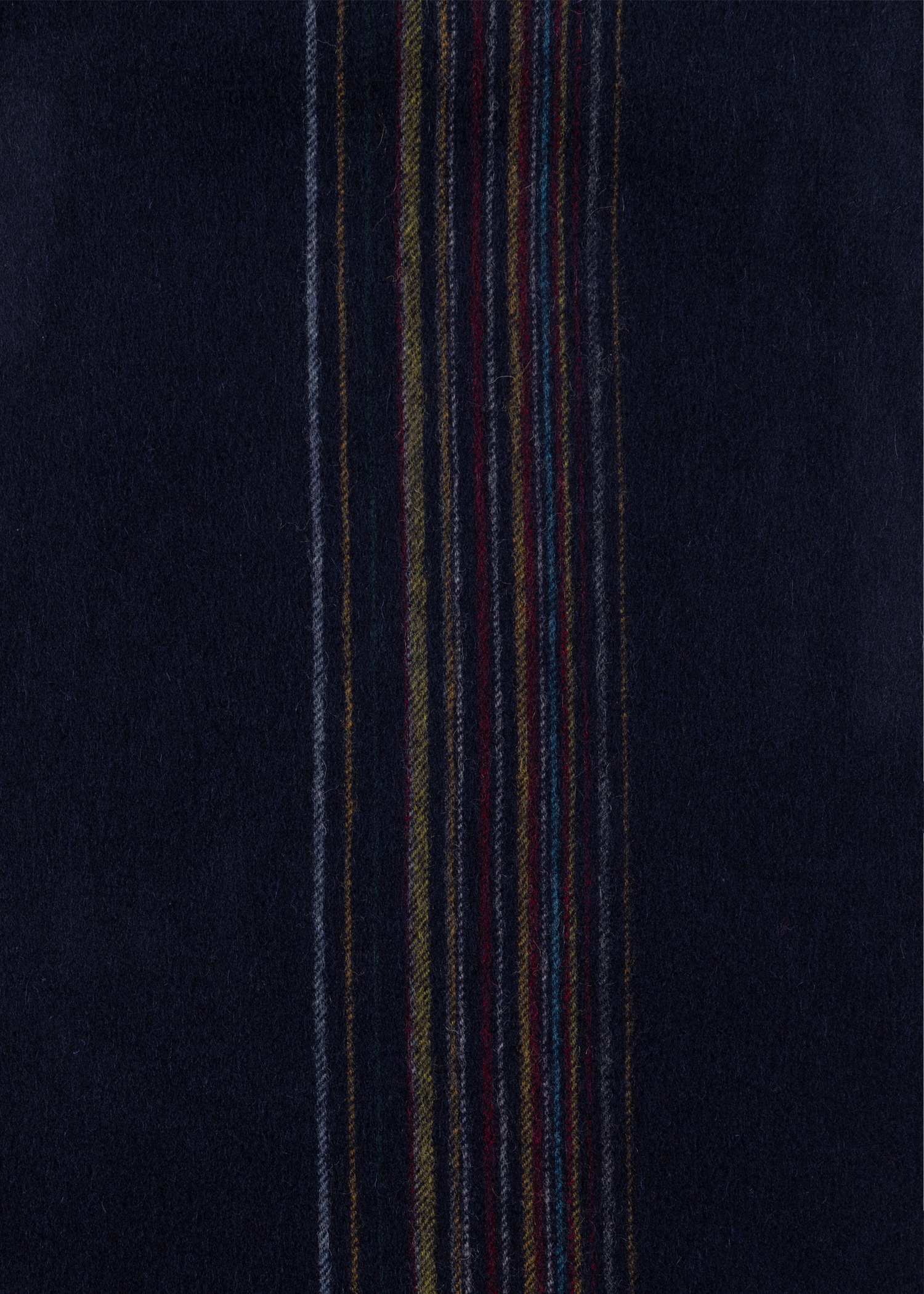 Navy Lambswool-Cashmere 'Signature Stripe' Scarf - 3
