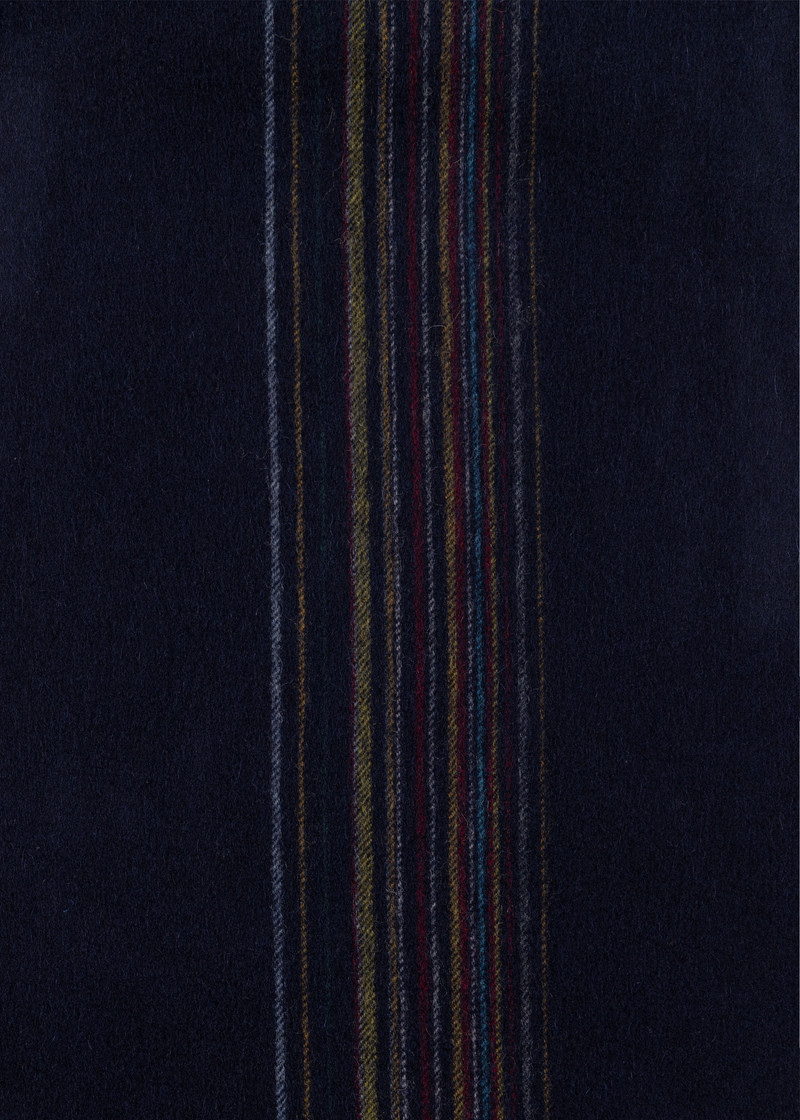 Navy Lambswool-Cashmere Offset Faded 'Signature Stripe' Scarf 3
