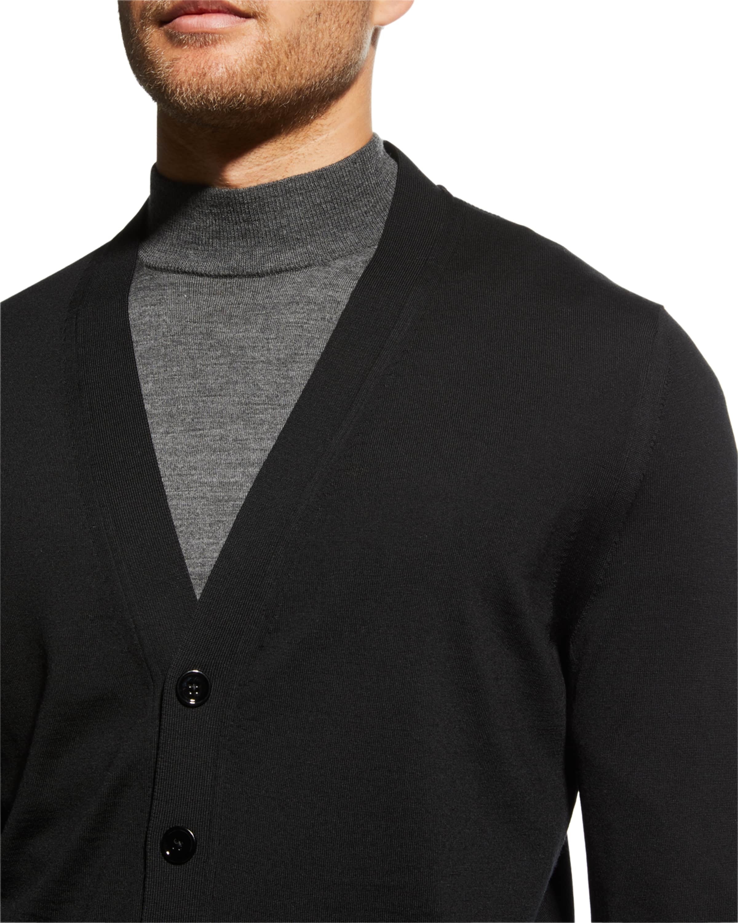 Men's Tonal Wool Cardigan Sweater - 5