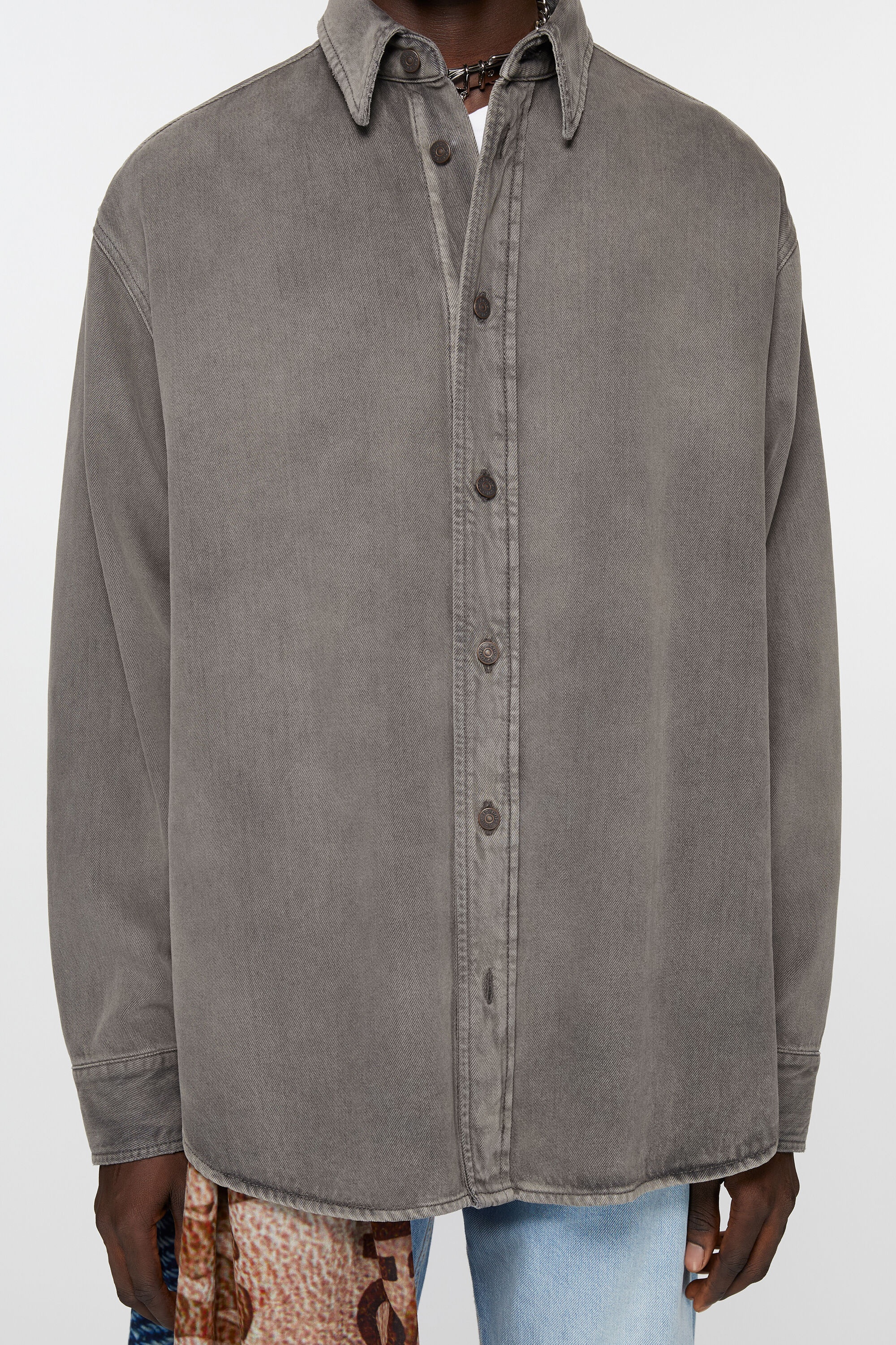 Denim shirt - Loose fit - Anthracite grey - 4