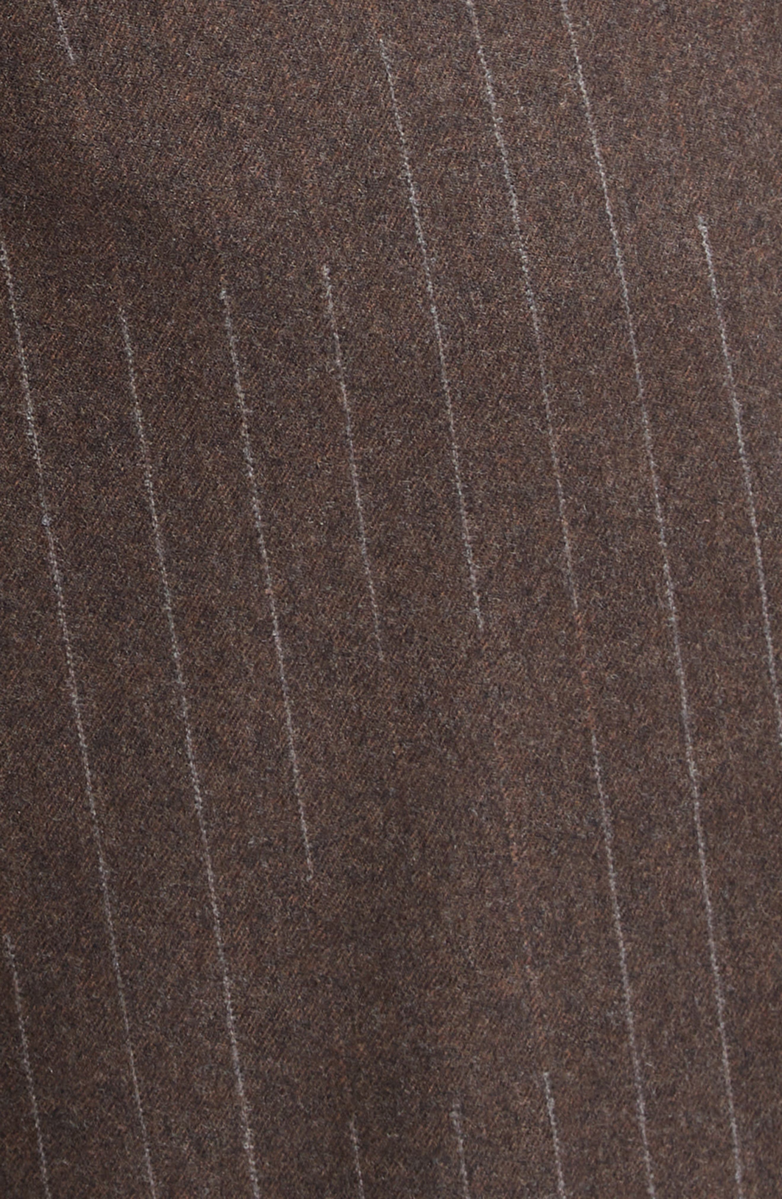 The Elder Statesman Chalk Stripe Flat Front Wool & Cashmere Trousers in Brown at Nordstrom - 7