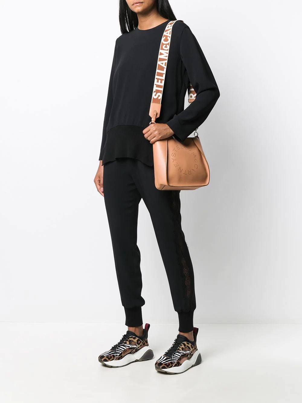 lace cut-out tapered trousers - 2