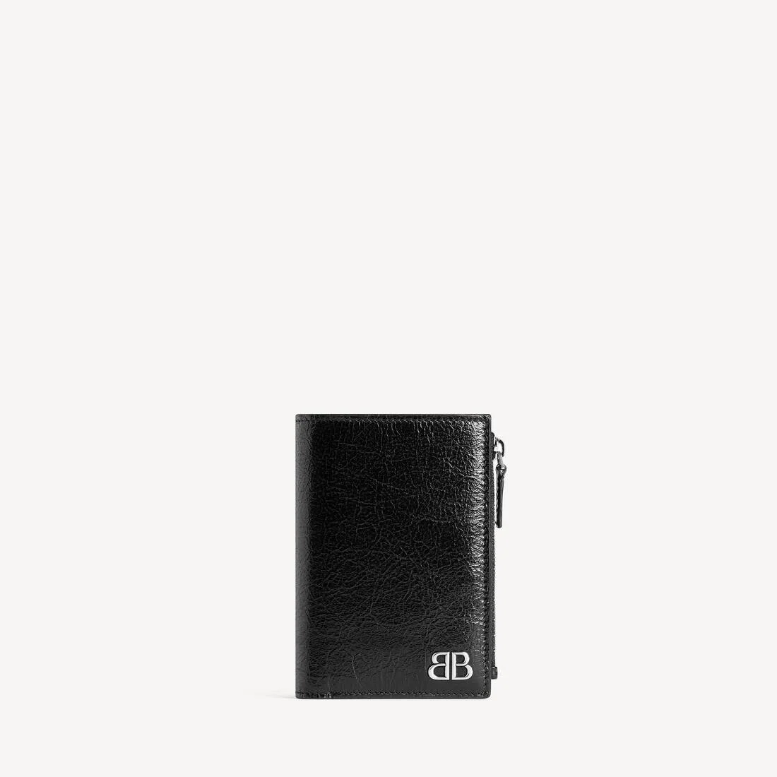 Men's Monaco Vertical Folded Card Holder in Black - 1