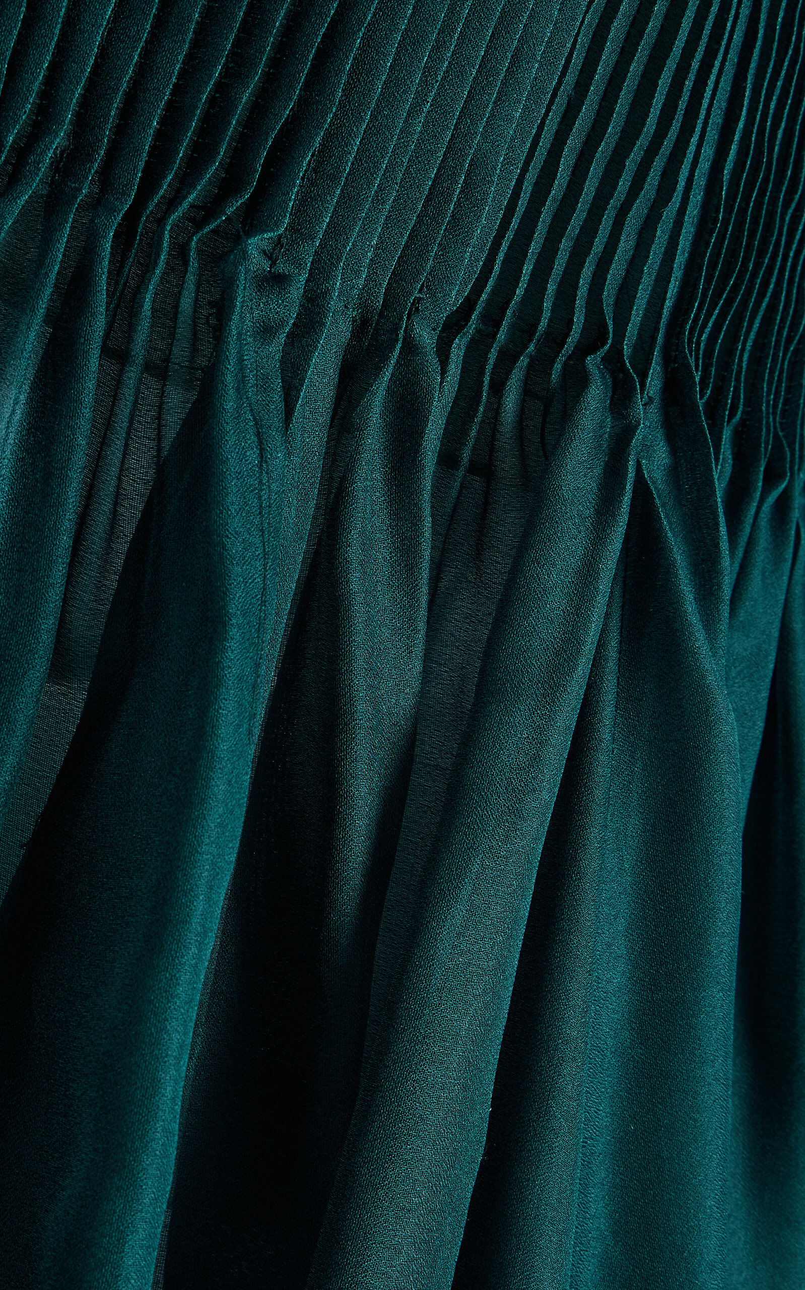 Pintucked Silk Maxi Skirt dark green - 4