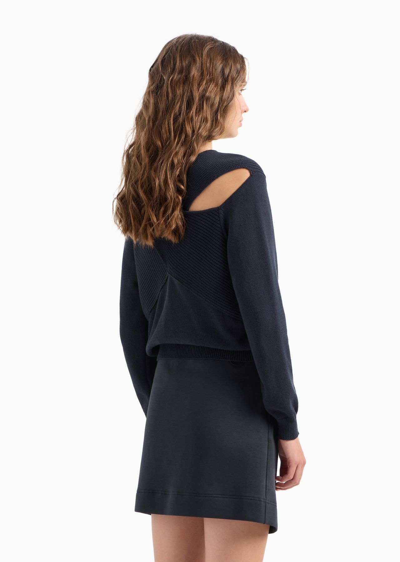 Cotton-blend half fisherman’s rib crossover jumper - 5