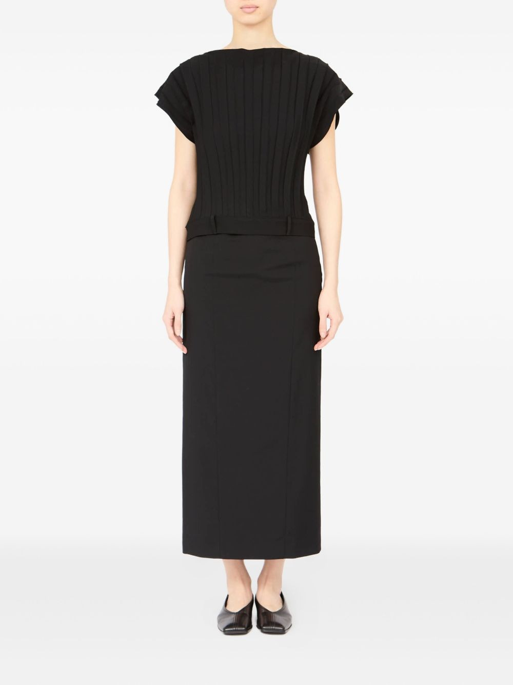 pleated short-sleeved top - 2