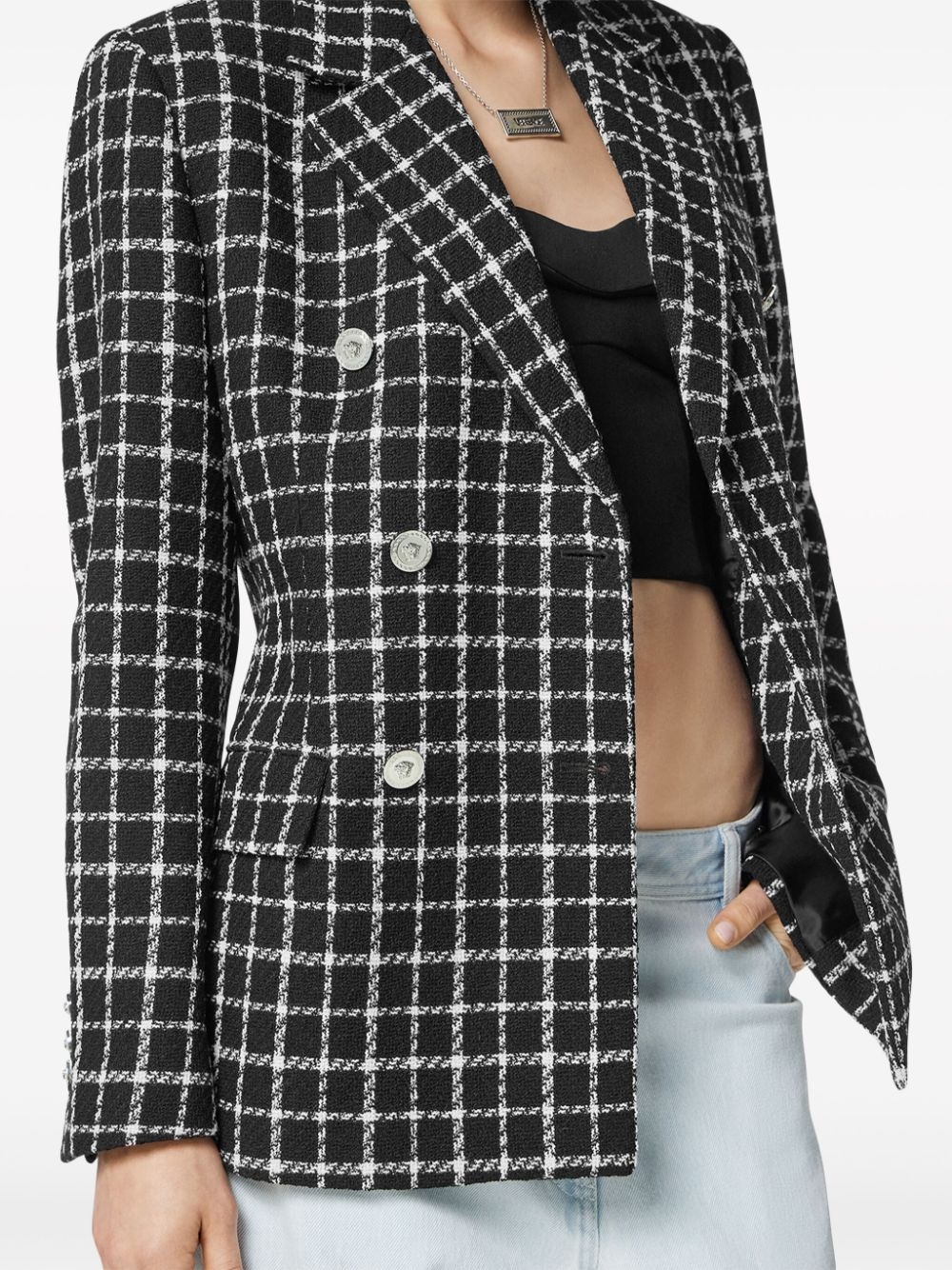 double-breasted tweed blazer - 5