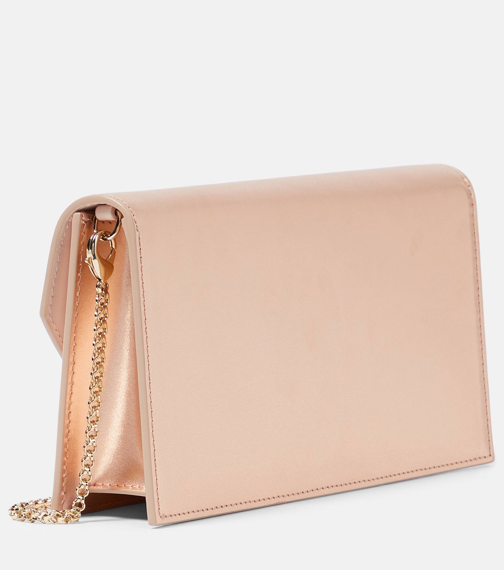 Loubi54 Small leather-trimmed silk clutch - 4