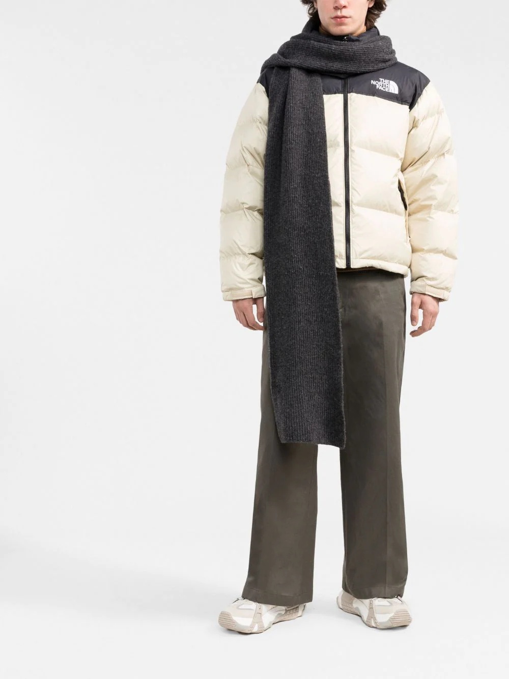 panelled logo puffer jacket - 2