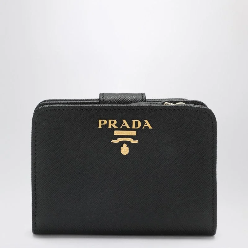 Prada Small Black Saffiano Leather Wallet Women - 1