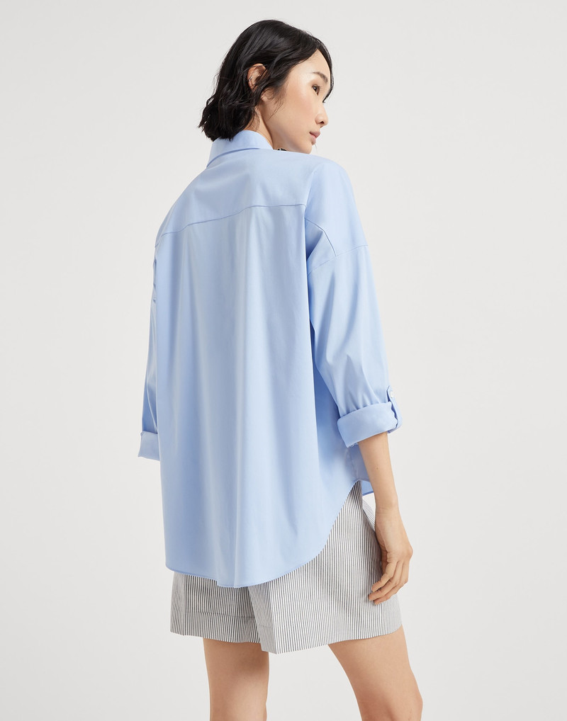 Brunello Cucinelli Stretch cotton poplin shirt with shiny trim outlook