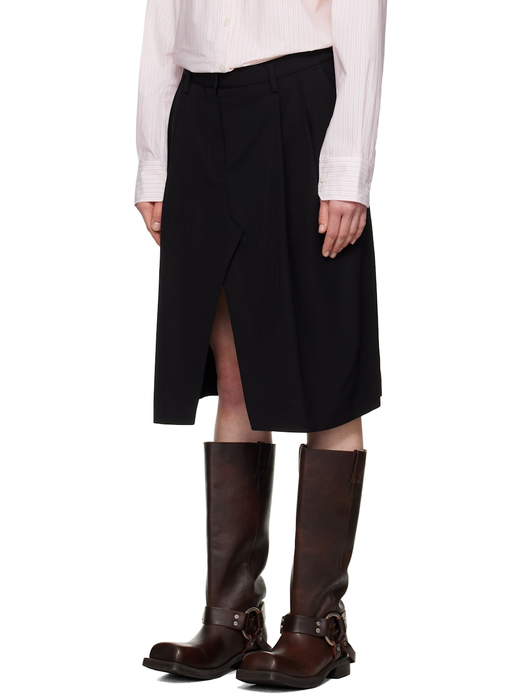 Black Viscose Suit Midi Skirt - 4