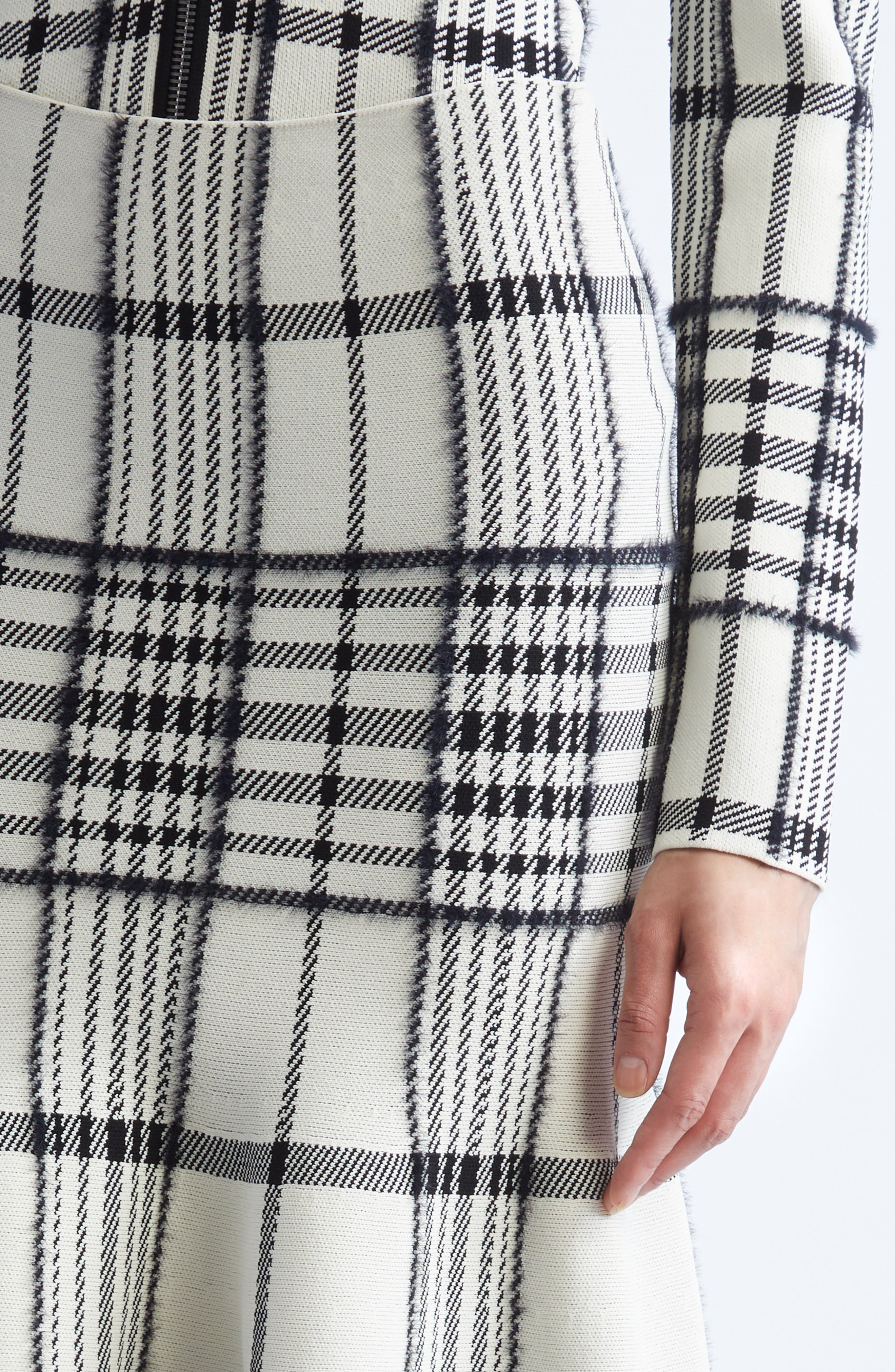 Brandon Maxwell The Rory Knit Flare Midi Skirt in Ivory Plaid at Nordstrom - 5