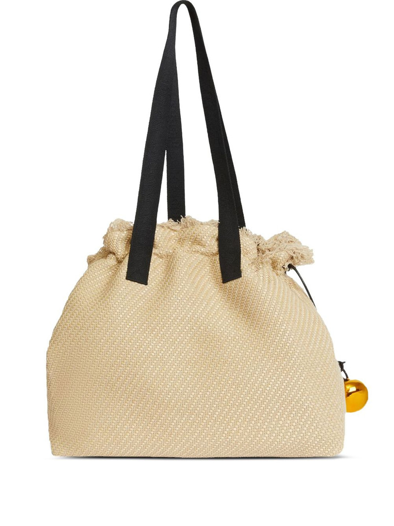 Quinn fringed straw tote bag 1