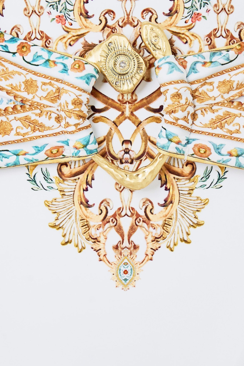 HIGH WAIST BIKINI BOTTOM WITH PLEAT WAIST TRIM 6