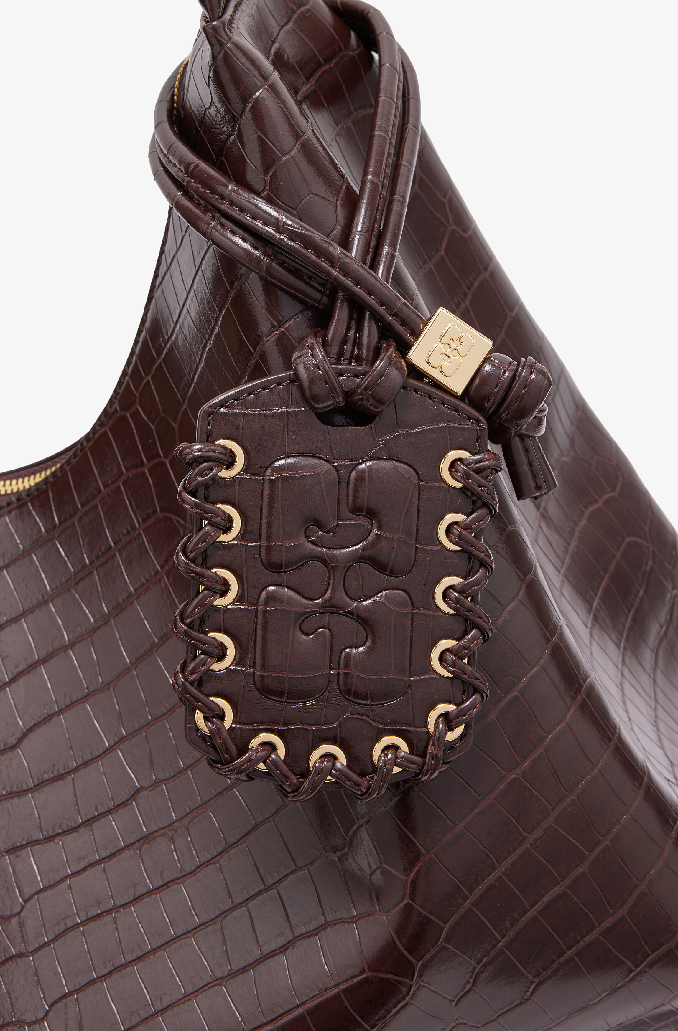 BROWN CROCO XXL HOBO BAG - 3