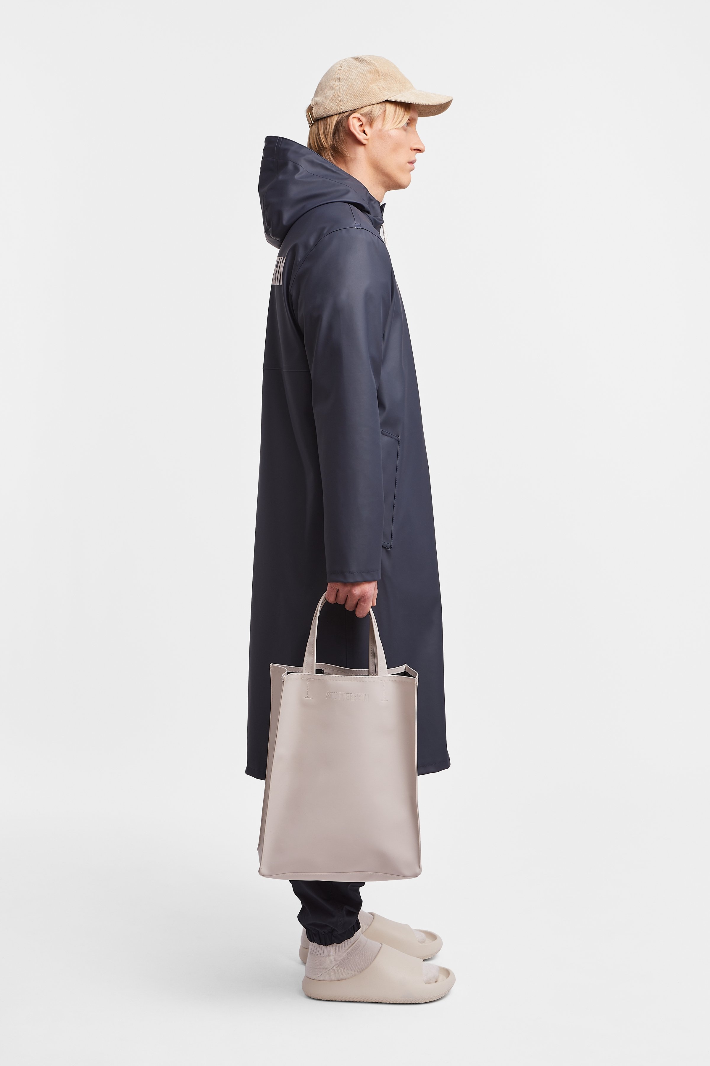 Stockholm Long Print Raincoat Navy - 3