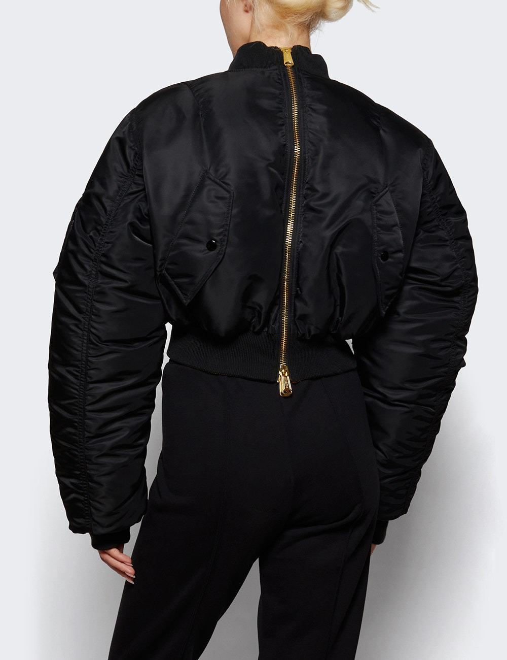Cropped Bomber Jacket Black - 4