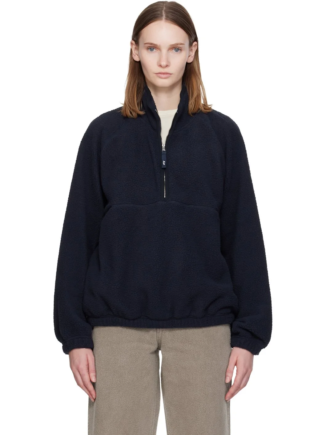 Navy Woolly Fleece Sweater - 1