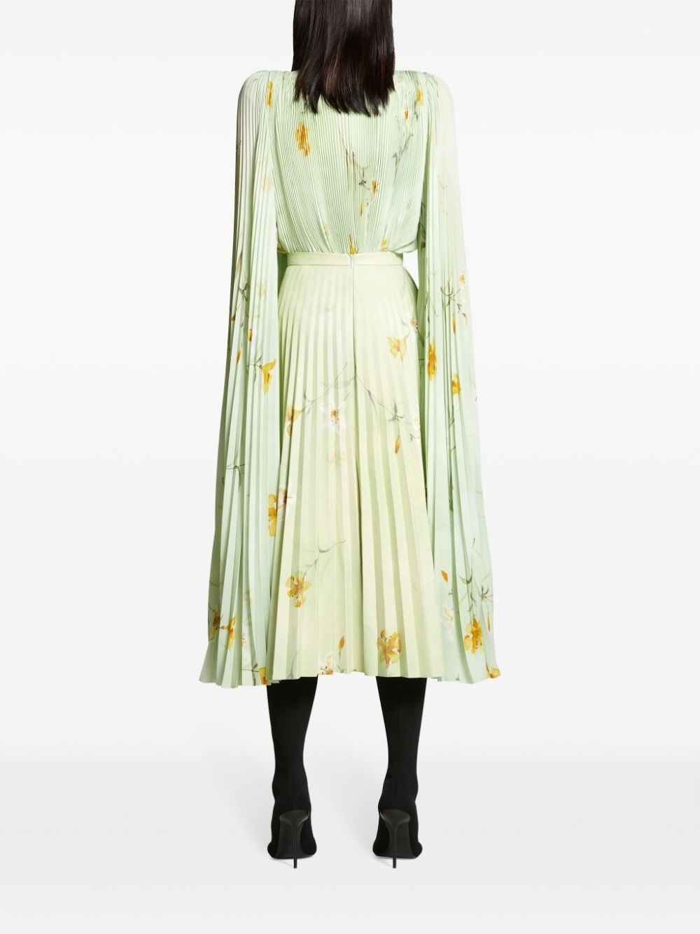 floral-print pleated midi skirt - 4