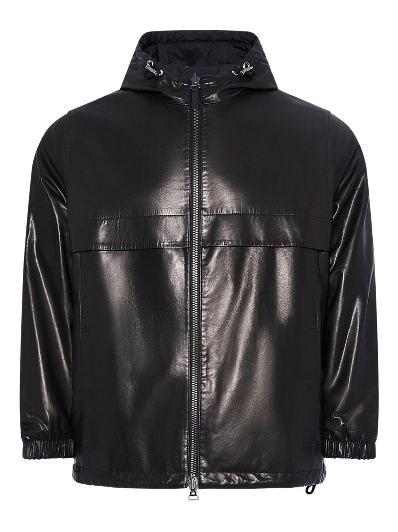 hooded calfskin leather jacket 1