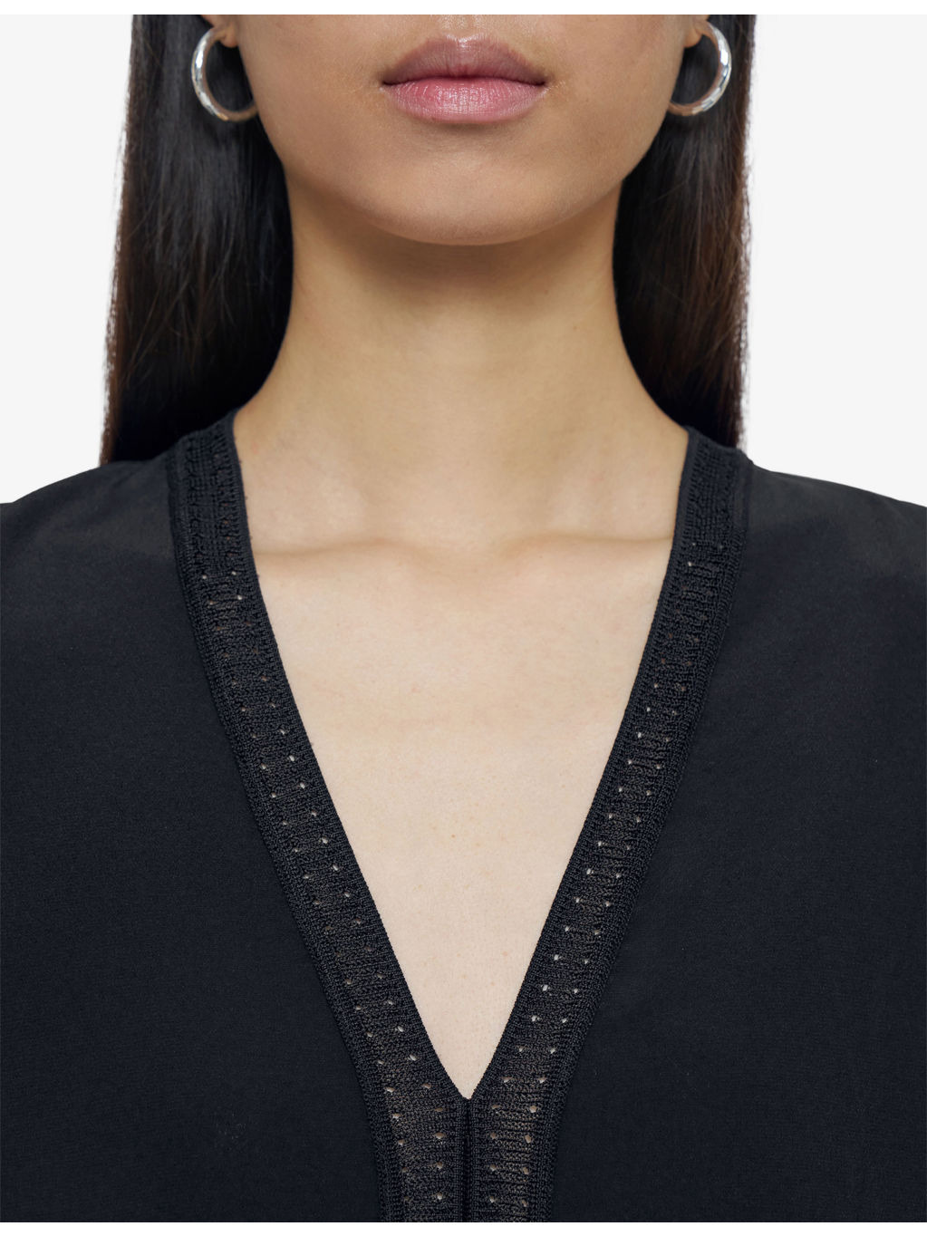 Louis Knitted-Trim Silk-Crepe Blouse - 4