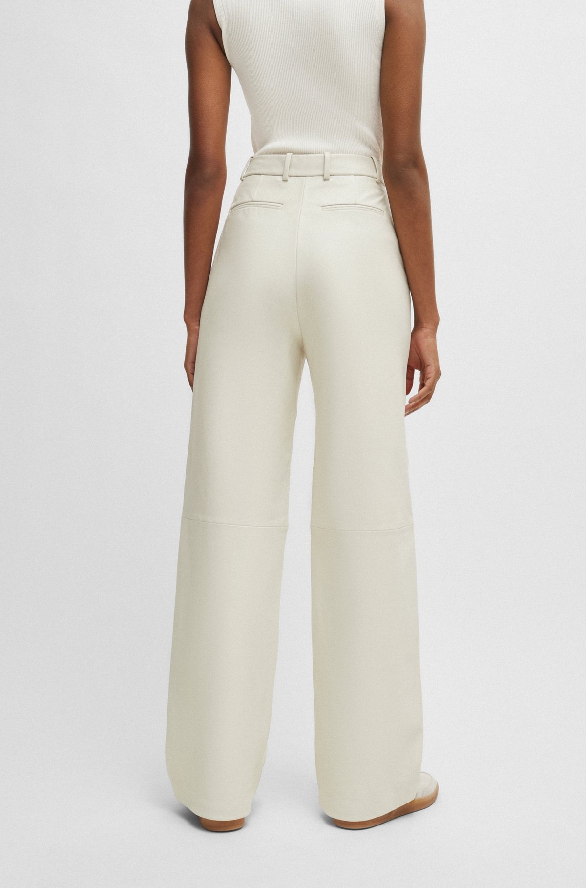 REGULAR-FIT LEATHER TROUSERS WITH WIDE LEG - 4