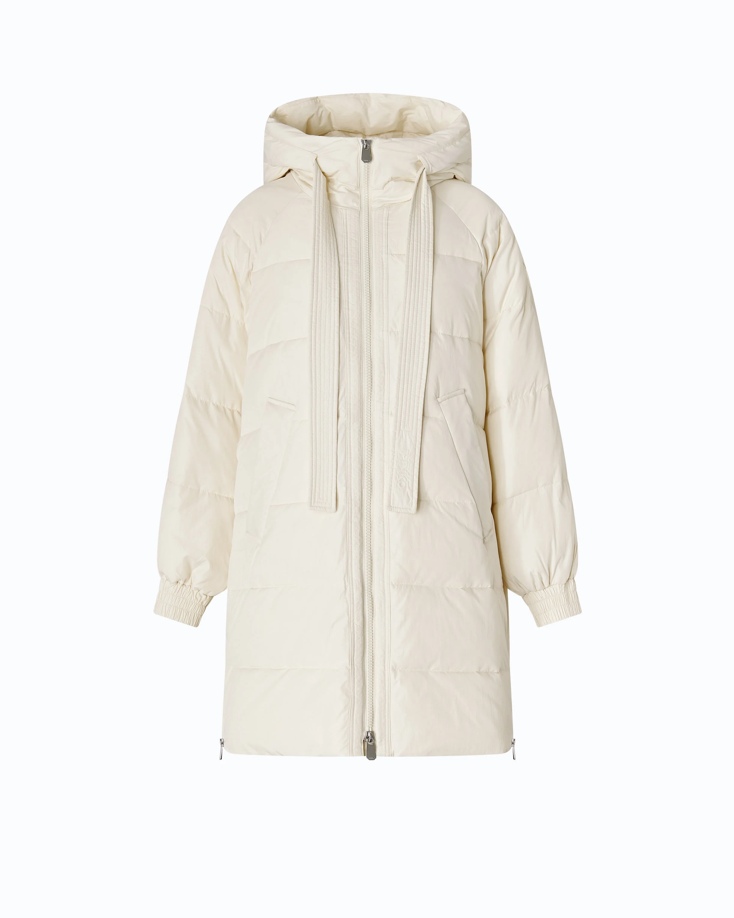 LONG QUILTED DOWN JACKET WITH HOOD - 1