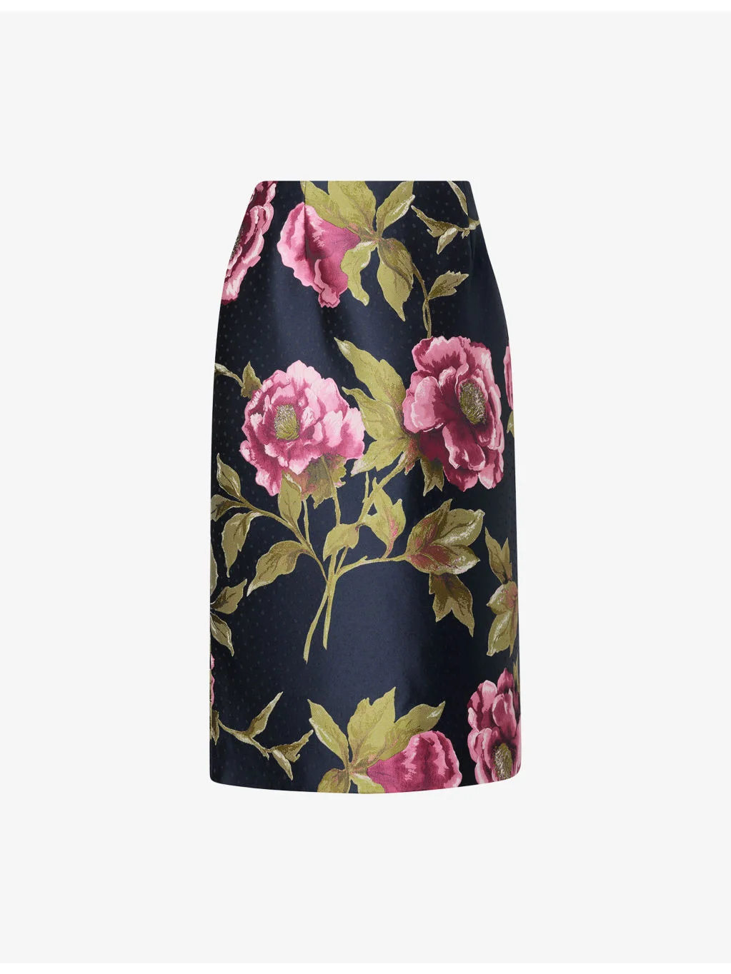 Floral-Print Satin Midi Pencil Skirt - 1