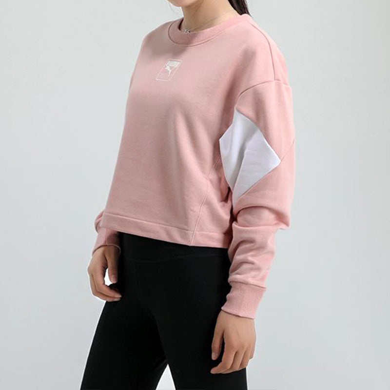 (WMNS) PUMA Rebel Crew Cropped Training Sweatshirt 'Pink White' 586520-15 - 4