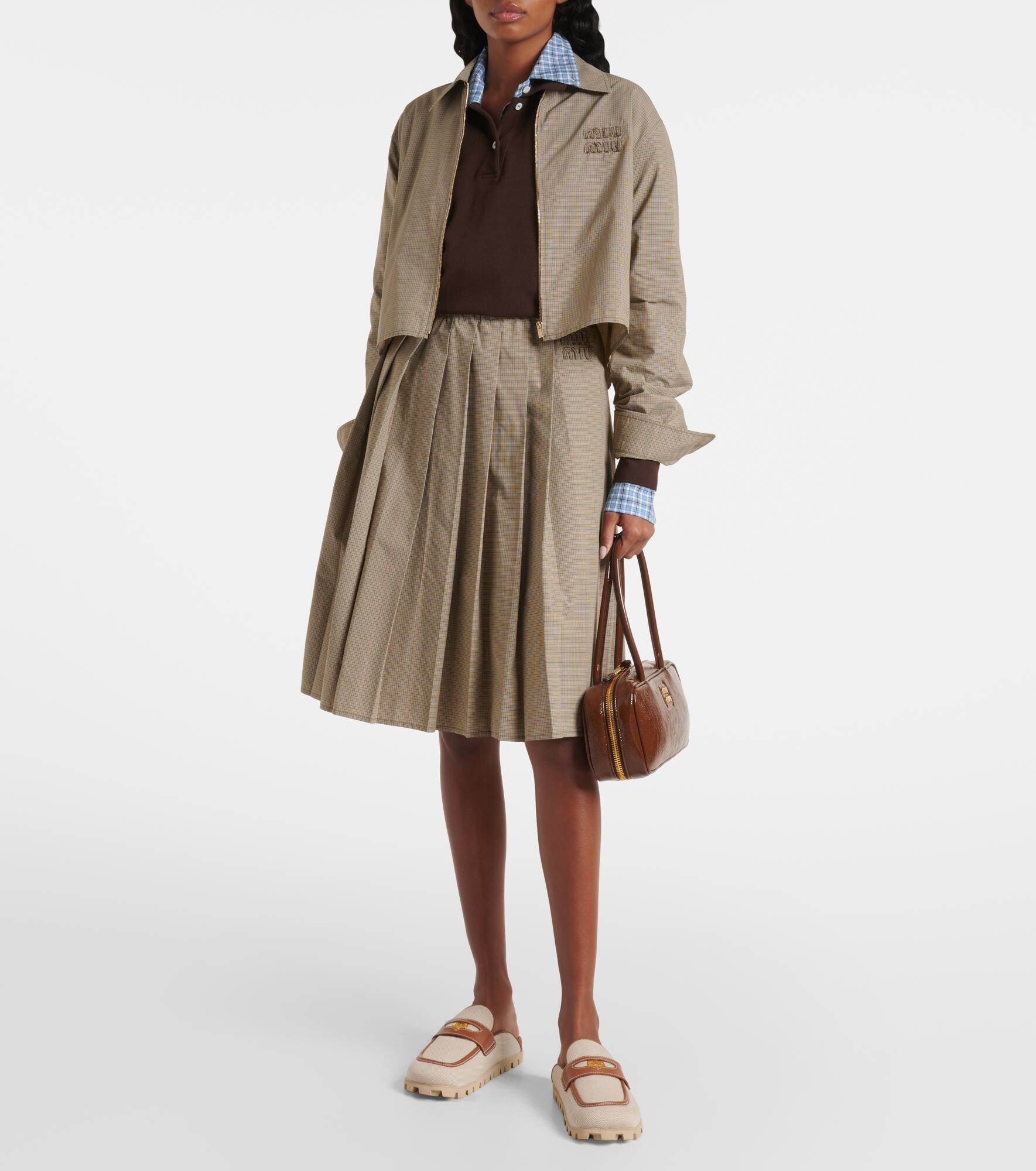 Leather-trimmed canvas mules - 3