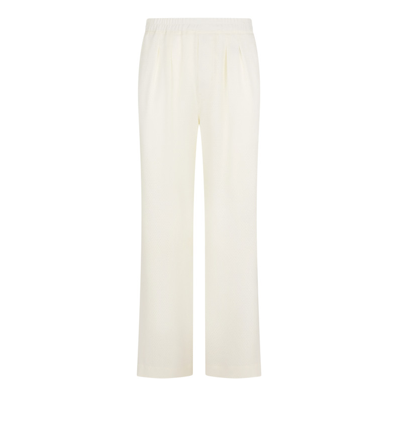 PERFORATED DOT SILK TWILL PLEATED LOUNGE PANT 1