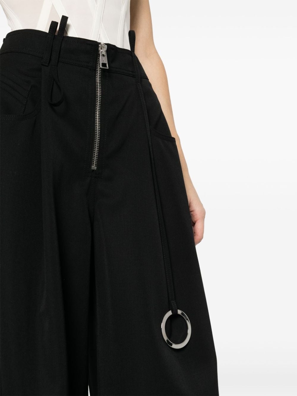 wide-leg wool trousers - 5